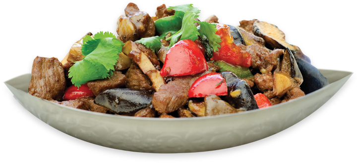 Pan-fried Diced Beef Fillet With Assorted Mushroom (740x570), Png Download