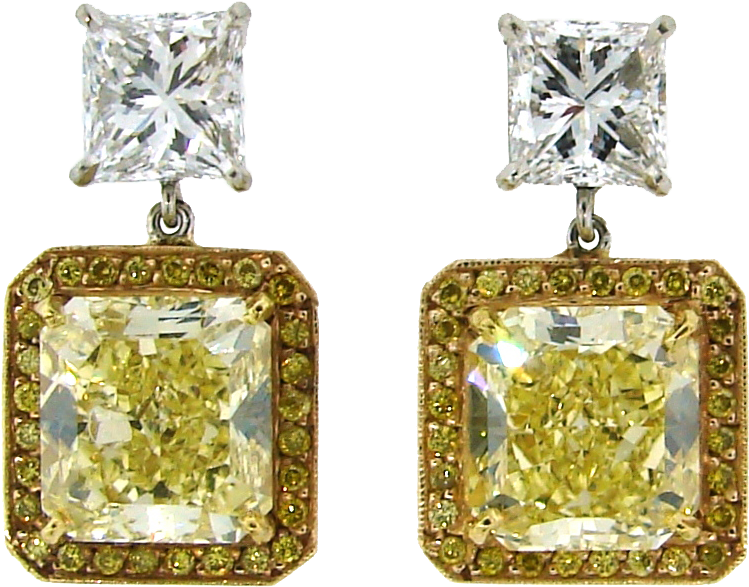Yellow Diamond Earings (939x648), Png Download