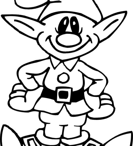 Christmas Elf Coloring Pages Pictures Christmas Elves (547x600), Png Download