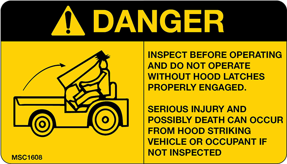 Danger Do Not Operate Without Hood Latches Decal (600x600), Png Download