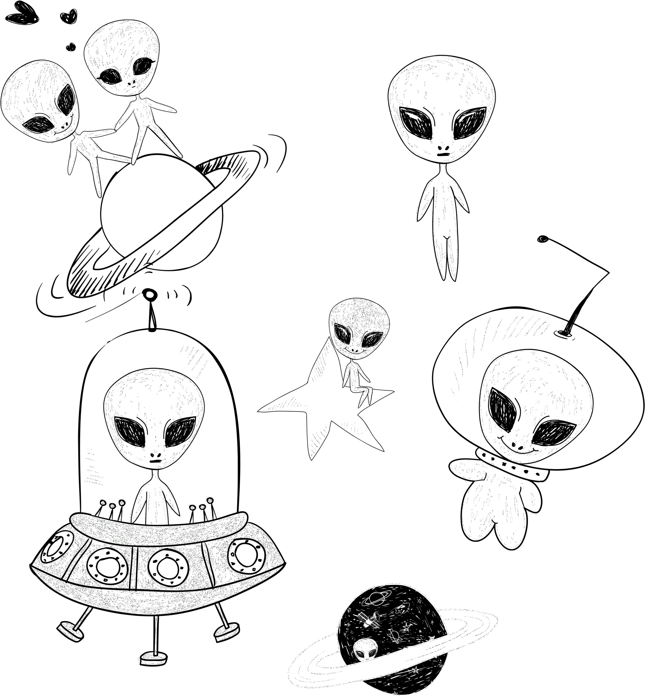 Aliens Space Galaxy Tumblr Cute Alien Universe Freetoed (2896x2896), Png Download