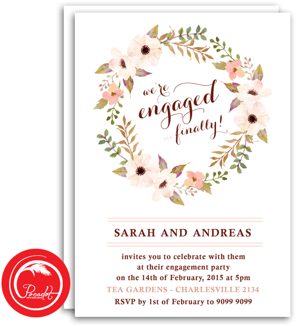 Rustic Wreath Engagement Party Invitation Full Size Png Download Seekpng