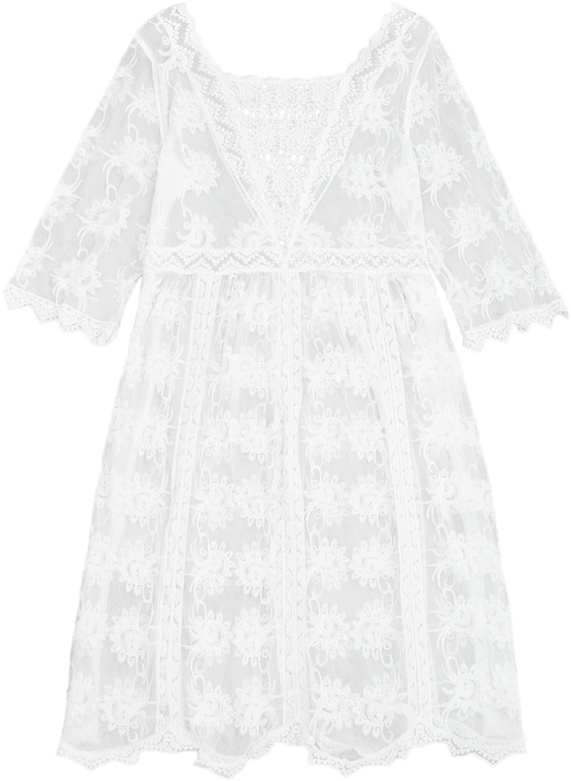 Crochet Lace Beach Cover Up Dress White Beach Dresses (558x744), Png Download