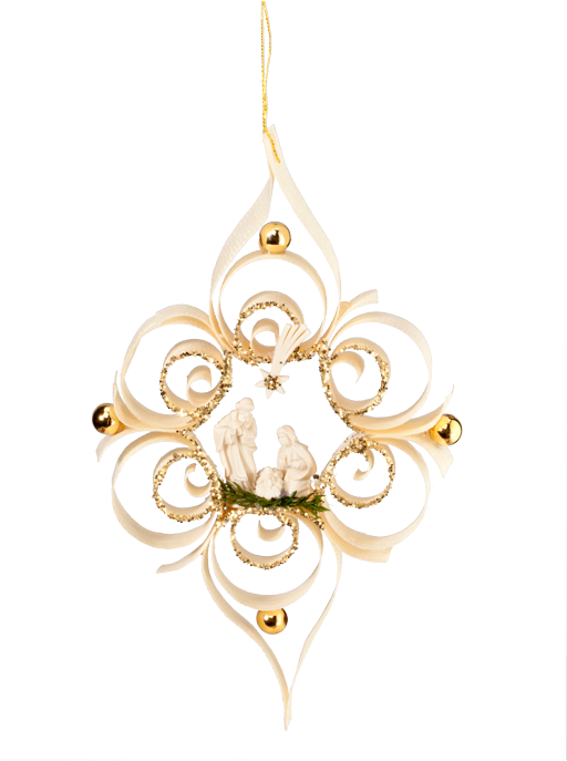 Holy Family Centered In This Ornament Made Of Wood (522x700), Png Download