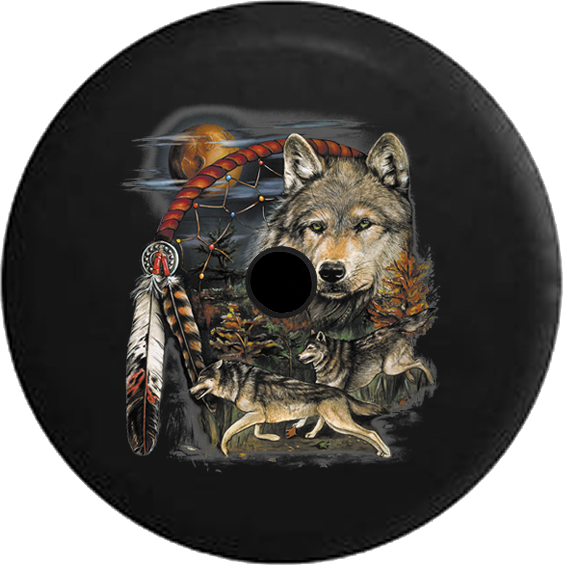 Jeep Wrangler Jl Backup Camera Dream Catcher Wild Wolves (1800x1804), Png Download