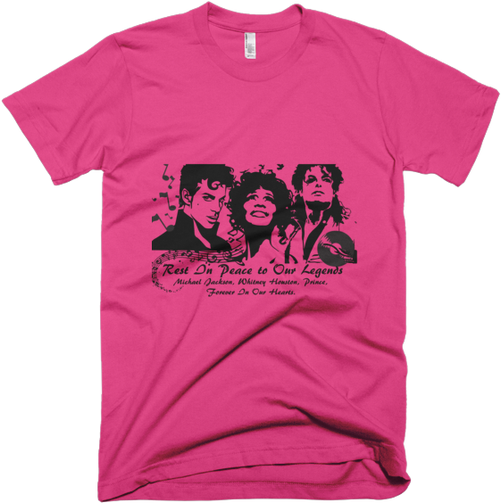 Michael Jackson, Whitney Houston And Prince Short Sleeve (600x600), Png Download