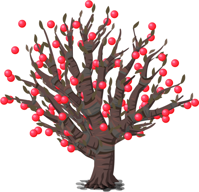 Fruit Tree Branch Berry - Desenho De Arvore Com Fruta Vermelha (757x750), Png Download