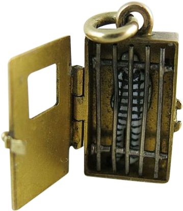 Rare Antique 14k Yellow Gold Mechanical Charm, Convict's - Charm Bracelet (413x413), Png Download