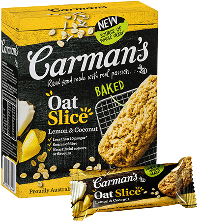 Lemon & Coconut Oat Slice - Carman's Oat Slice 210g (470x470), Png Download