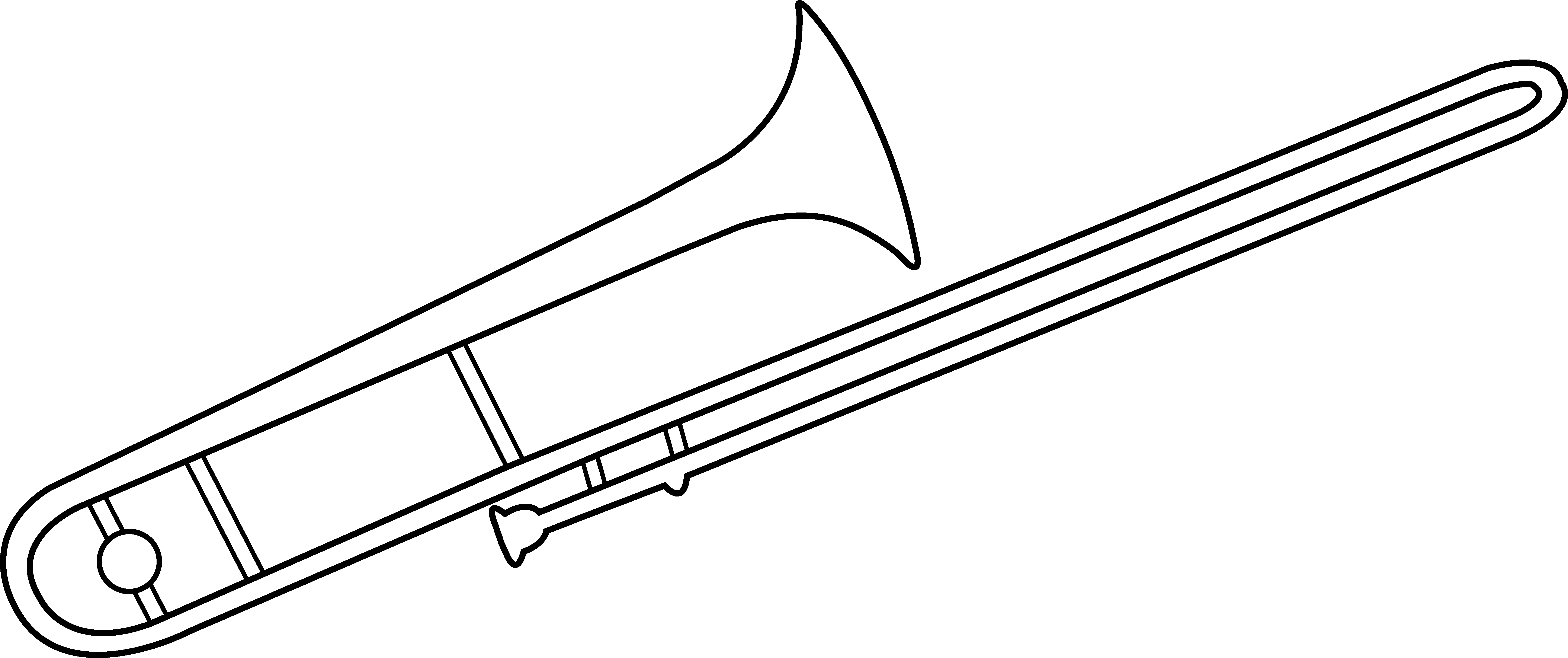 Trombone Line Art - Trombone Colouring Pages (7351x3084), Png Download