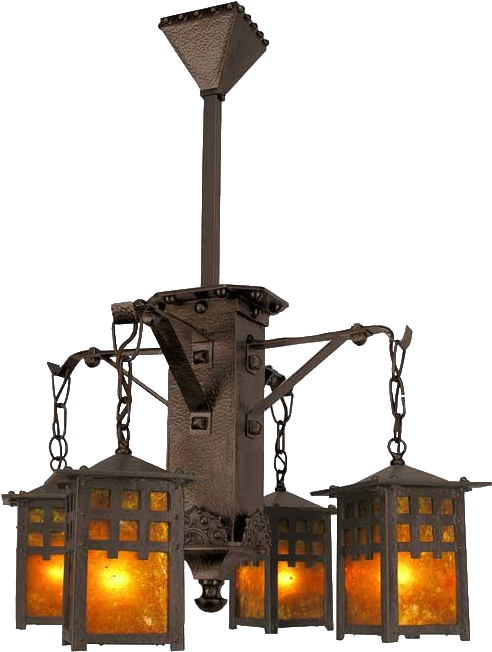 Arts Crafts Craftsman Mission Chandeliers Ceiling Lights - Craftsman Lights (510x700), Png Download