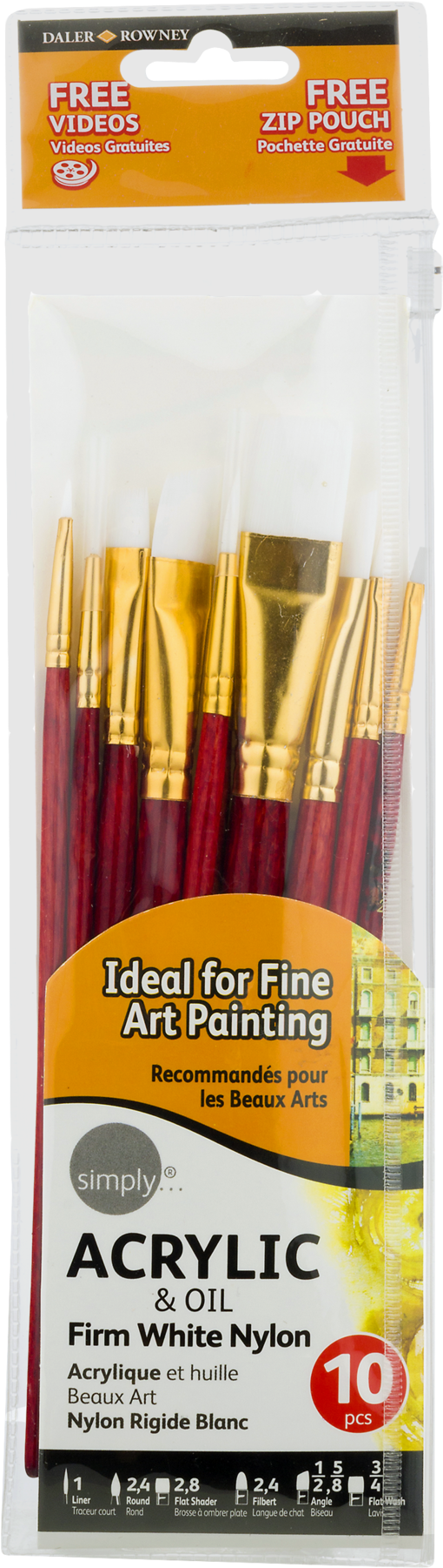 Simply Brown Nylon 10-piece Detail Brush Set Available - Paint Brush (1800x1800), Png Download