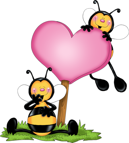 Abeilles,png - Cartoon Bees In Love (450x500), Png Download