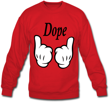 Men S Mickey Mouse Hands Dope Crewneck Sweatshirt - Crew Neck (378x378), Png Download