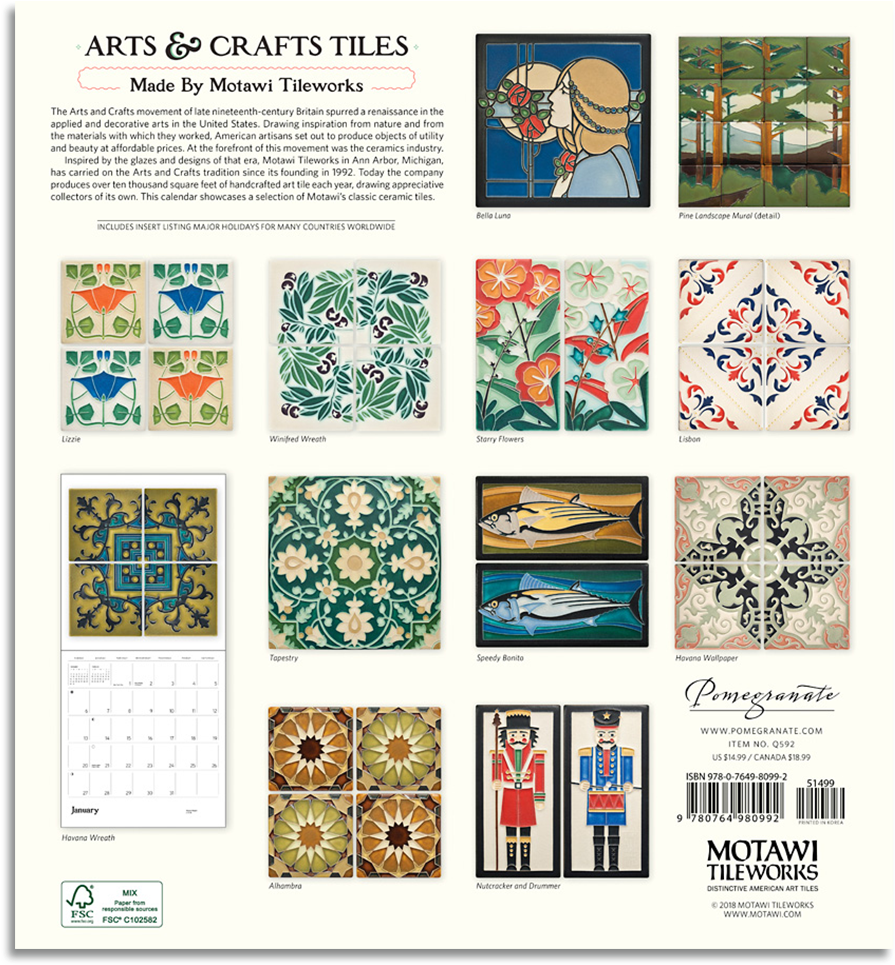 Arts Crafts Tiles Wall Calendar Motawi Tileworks Motawi - Pattern (1000x1000), Png Download