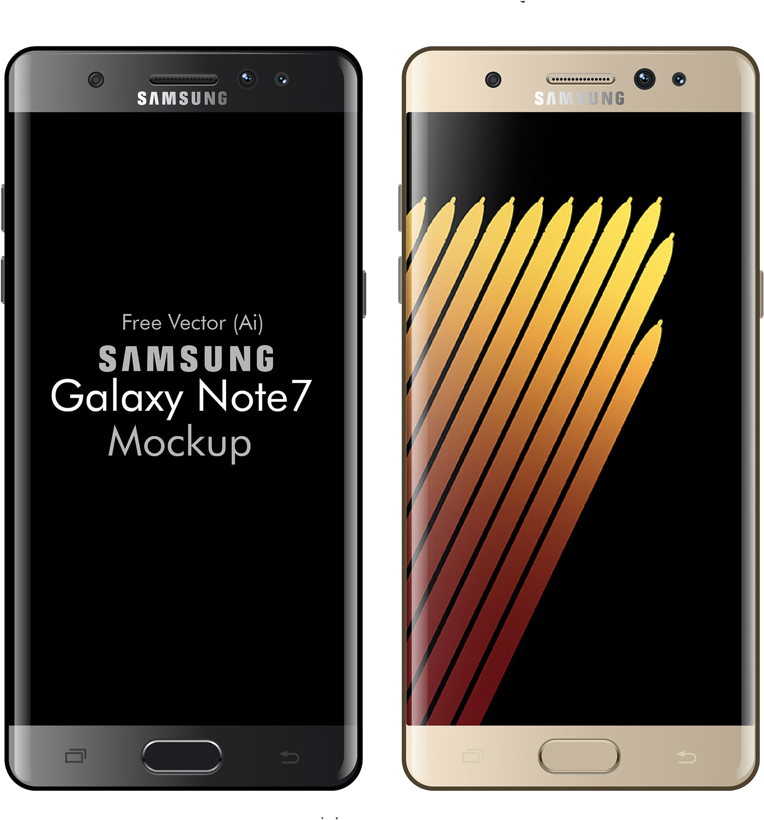 Free Vector Samsung Galaxy Note 7 Mockup In - Samsung S7 Mockup Png (2000x2000), Png Download