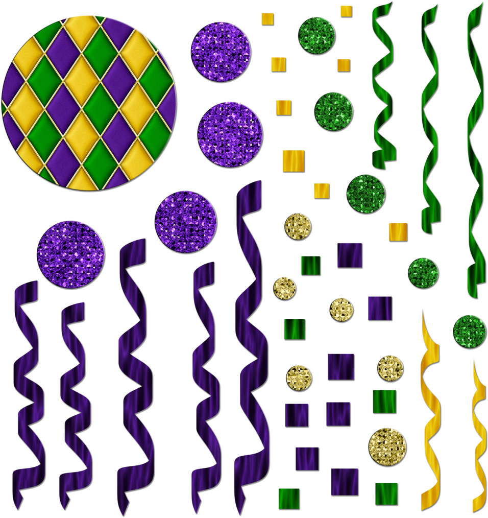 Free Mardi Gras Themed Streamers/confetti Graphics - Mardi Gras Png (1024x1024), Png Download