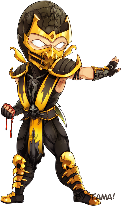 Chibi Scorpion - Scorpion Mortal Kombat Chibi (422x718), Png Download