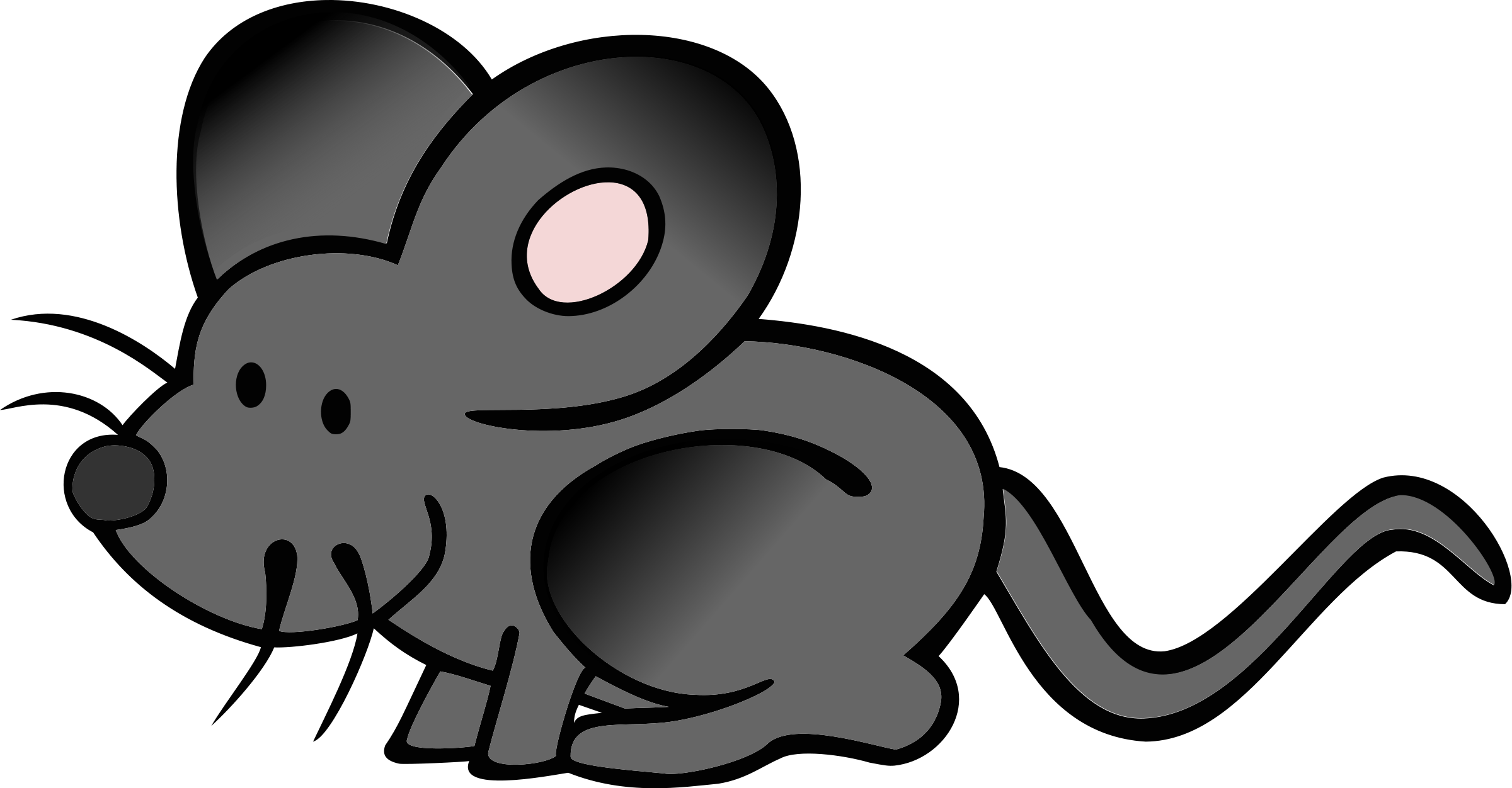 Mouse Animal Cliparts - Cartoon Mouse (2400x1252), Png Download