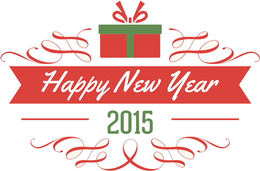 Happy New Year 2015 Png - Glückliche Yuletide Rotverzierungen Karte (1000x707), Png Download