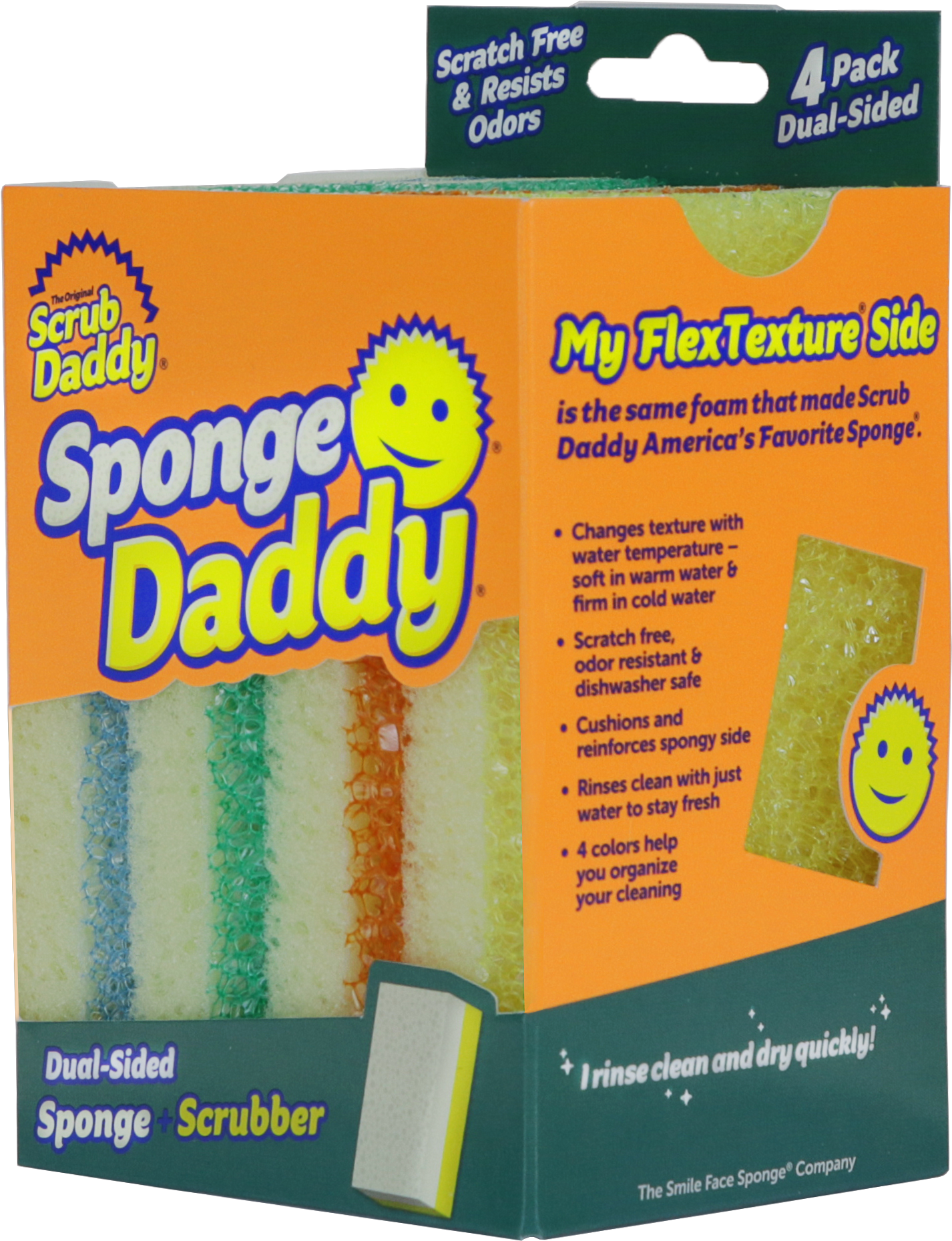 Scrub Daddy, Scbspddy4, Dual-sided Sponge Scrubber, - Scrub Daddy Shark Tank Sponge Smiley Face Scratch Free (1692x2092), Png Download
