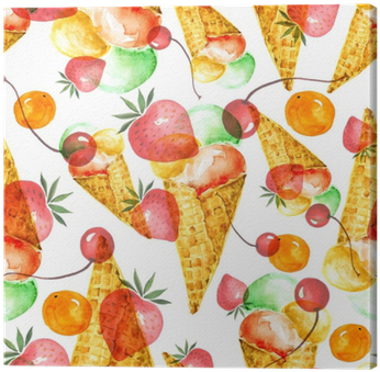 Vintage Watercolor Seamless Pattern - Ice Cream (400x400), Png Download