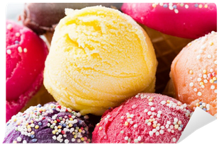Ice Cream Scoops On Wooden Table - Happy National Ice Cream Day 2018 (400x400), Png Download