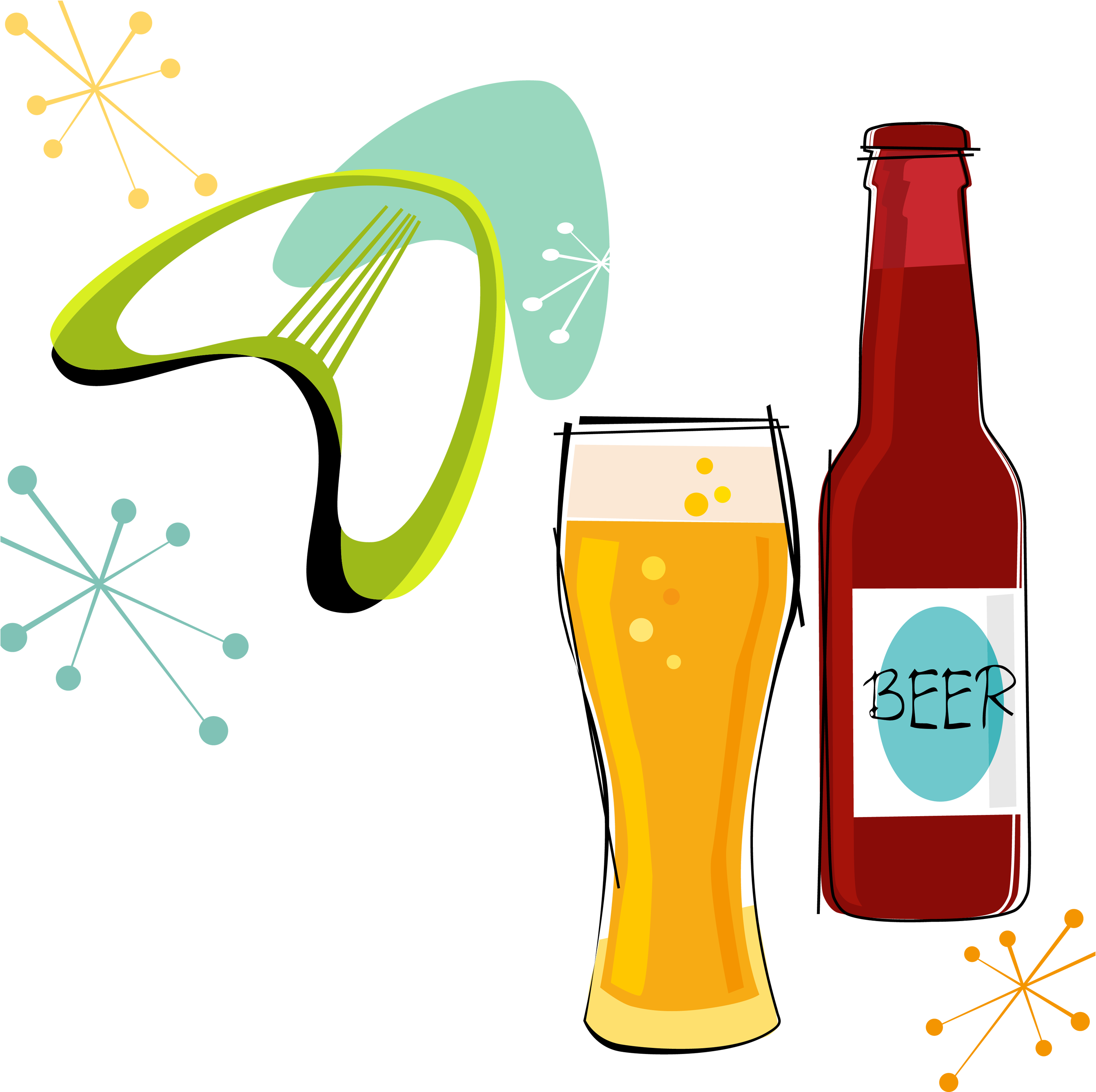 Beer Bottle Drink Beer Glassware Drawing - Vector (2926x2779), Png Download