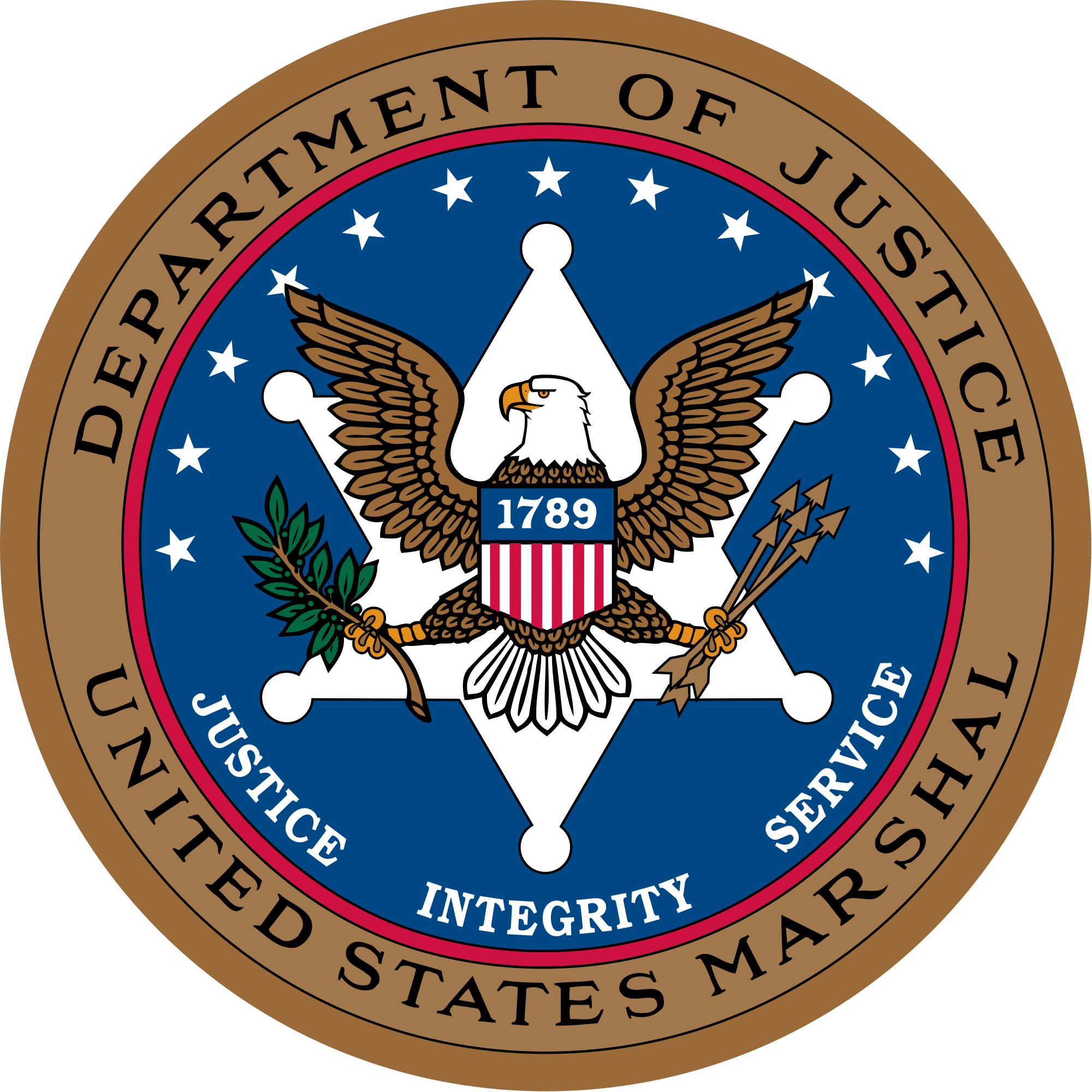Seal Of The United States Marshals Service - United State Department Justice (1024x1024), Png Download