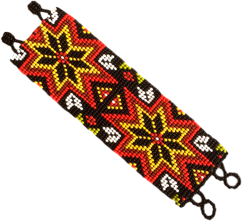 Huichol Indian Beaded Bracelet (640x640), Png Download