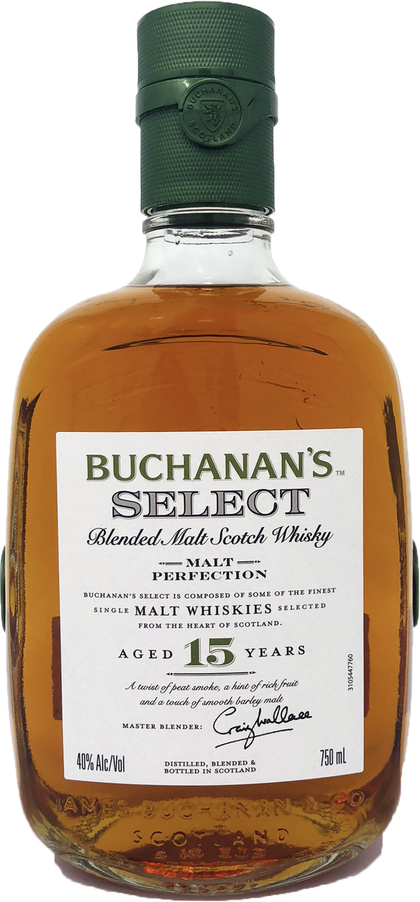 Buchanan's Select 15 Years Old Blended Malt Scotch (596x1280), Png Download
