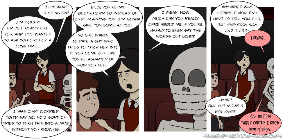Skeleton Son Doesn't Realize How Cryptic His Last Line (980x479), Png Download