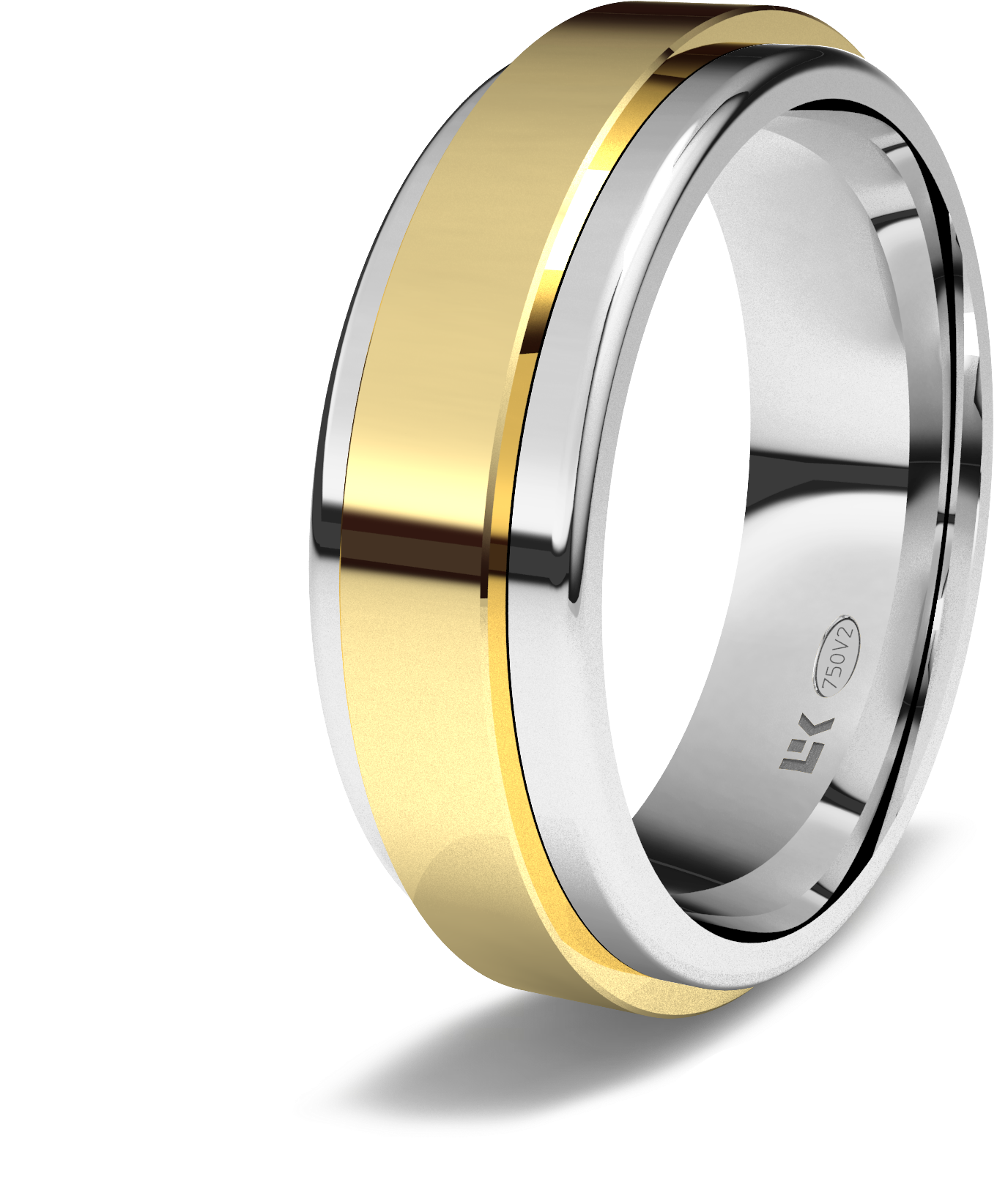 Sortija De Oro Blanco Y Amarillo De 18k Modelo Giratoria (2000x2000), Png Download
