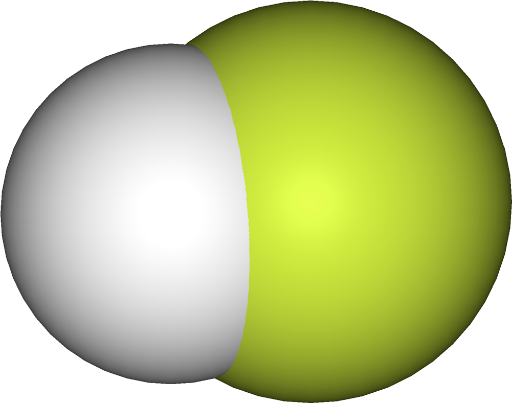 Hydrogen Fluoride 3d Vdw (1100x887), Png Download