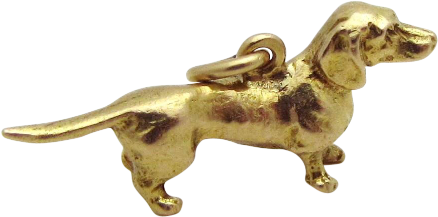 Vintage 14k Gold 3d Dachshund Wiener Dog Charm 1940s (871x871), Png Download