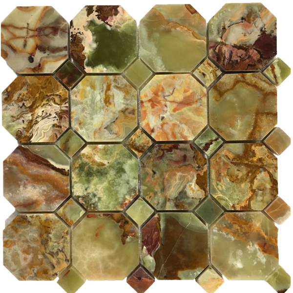 Multi Green Onyx 3” Octagon Mosaic Tiles (600x600), Png Download