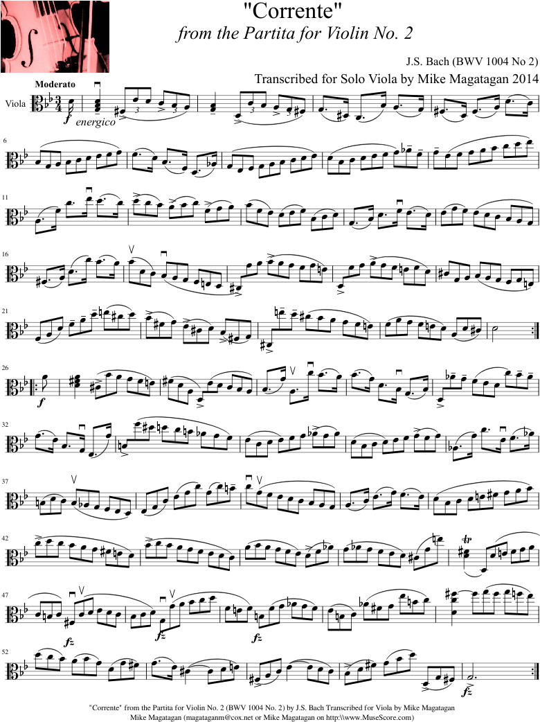 "corrente" From The Partita For Violin No (850x1100), Png Download