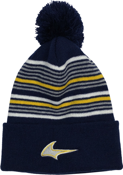 Beanie - "new U - P - " Navy/white/grey/gold Striped (800x800), Png Download