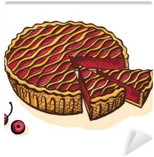 Watercolor Cherry Pie In Graphic Style Wall Mural • - Watercolor Painting (400x400), Png Download