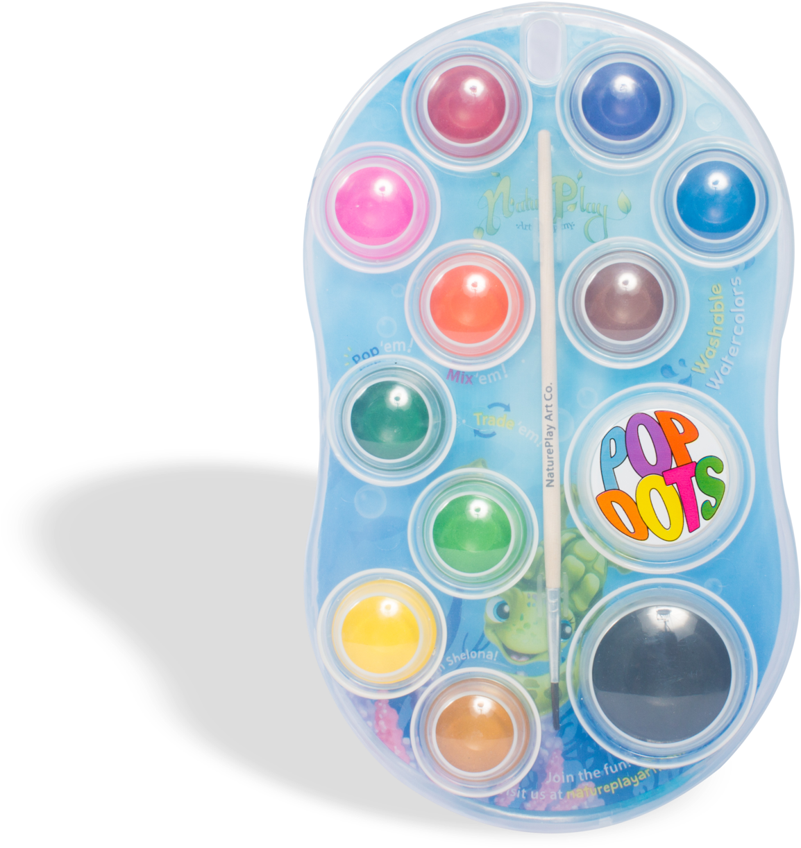 Watercolor "pop Dots" Paint Trays With Wooden Brush - Watercolor Painting (2048x1365), Png Download