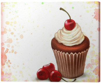 Cherry Chocolate Cupcake On Watercolor Background Canvas - Sweeter Than Chocolate: Developing A Healthy Addiction (400x400), Png Download