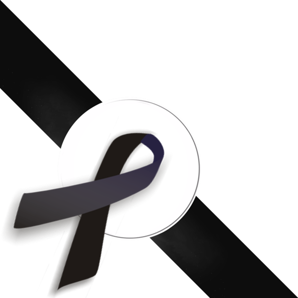 Black Ribbon Under Left - Black Ribbon Mourning Png (600x600), Png Download