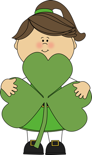 Cute Shamrock Clipart - Girl With Cat Clipart (299x500), Png Download