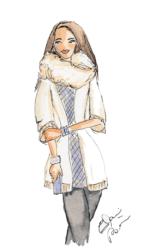 Feeling Warm Fashion Watercolor Illustration - Sketch (509x800), Png Download