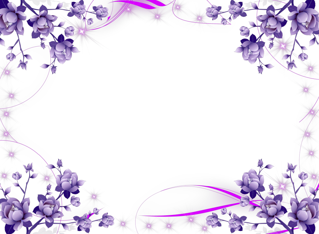 Purple Flower Border Png (900x660), Png Download