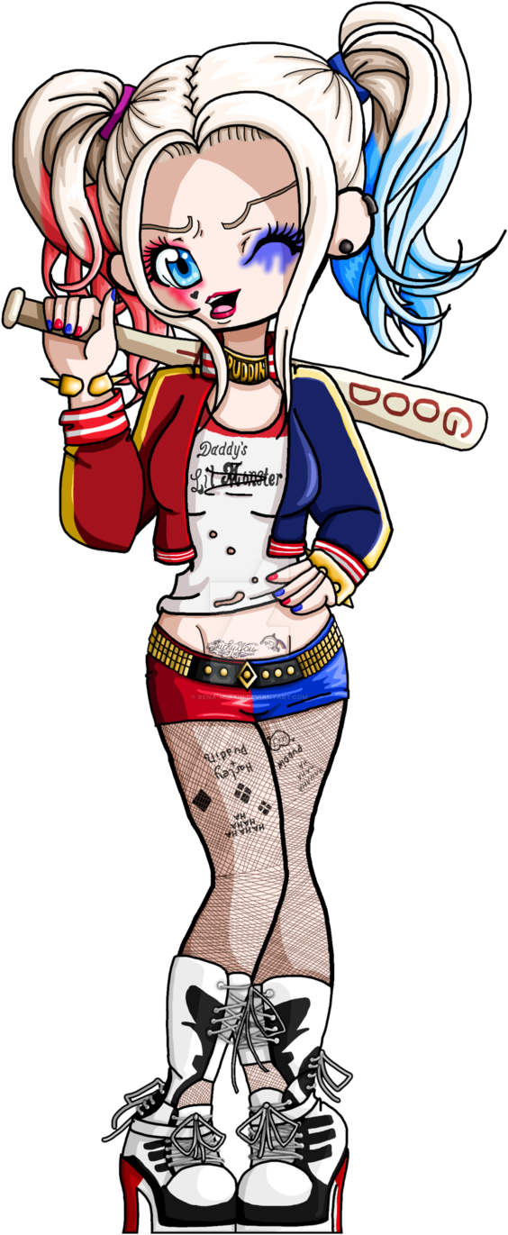 Suicide Squad Harley Quinn Bookmark By Rena-muffin - Harley Quinn Dibujo Animado (580x1378), Png Download