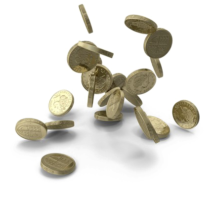 Falling Coins Png Pic - British Coins Falling Png (600x600), Png Download
