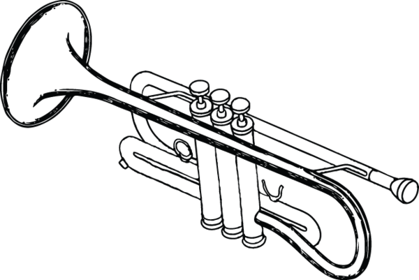 411ra - Trumpet - Trumpet Clipart Black And White (600x401), Png Download