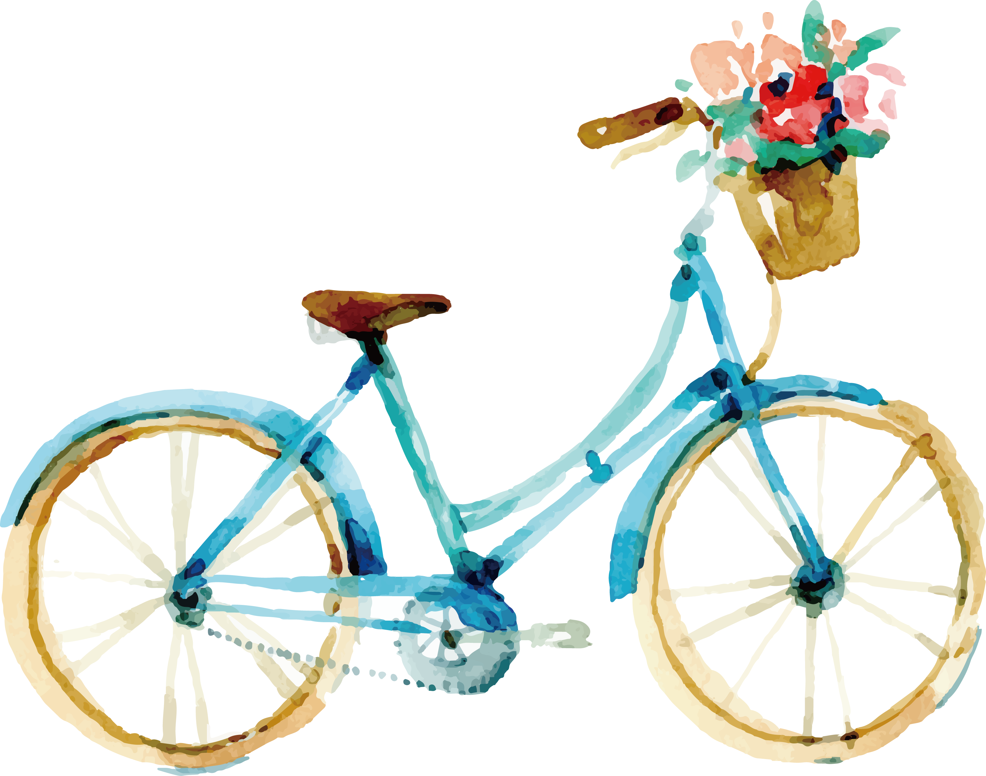 Vector Royalty Free Stock Biking Clipart Watercolor - Bike Painting (3150x2477), Png Download