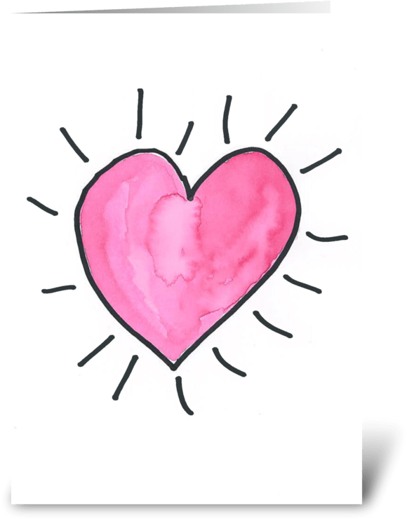 Watercolor Pulsing Heart Greeting Card - Heart (700x792), Png Download